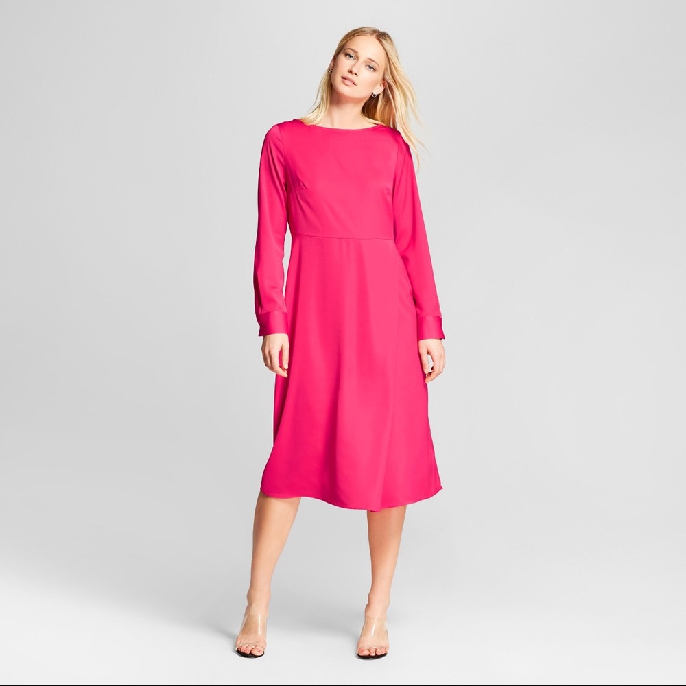 Long Sleeve Midi Dress - Pink